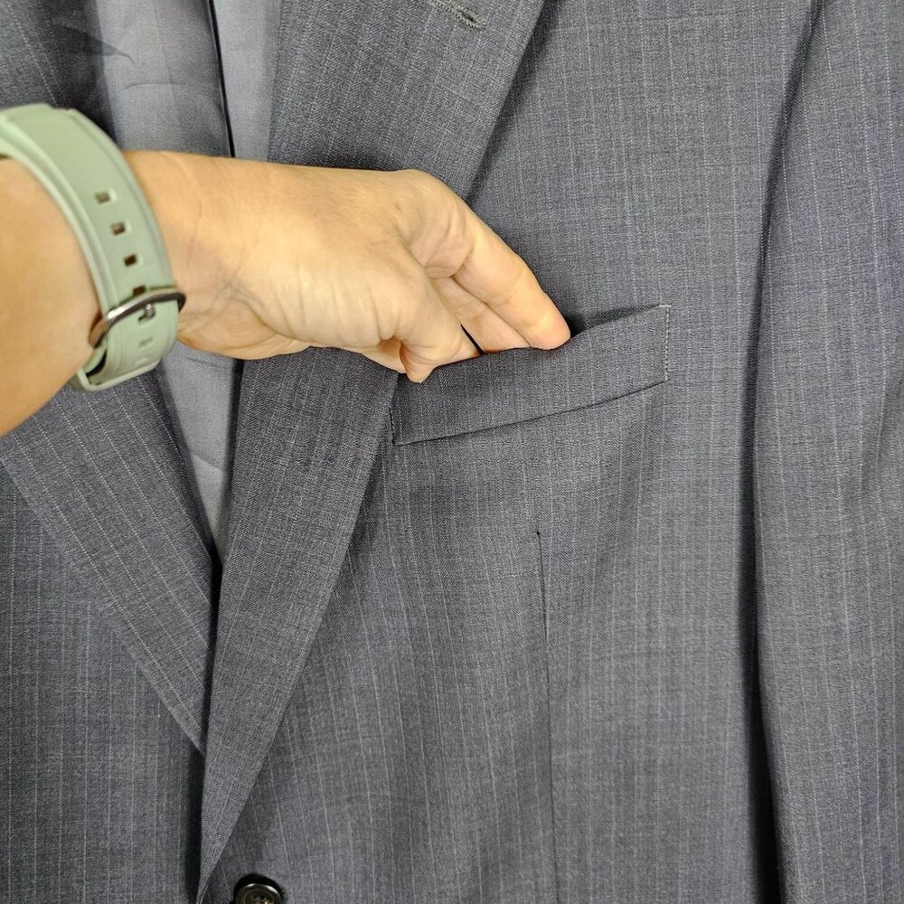Lauren Ralph Lauren Pinstripe Wool Blazer Jacket 44L Gray‎ Gentleman Ivy League - Picture 4 of 13